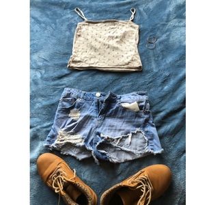 Almost Famous Distressed Denim Shorts - Light Wash